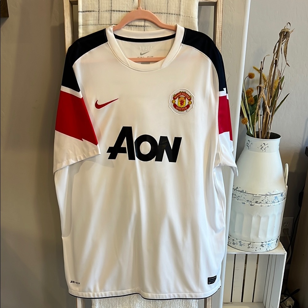 Nike Authentic Manchester United White Jersey with Red Accents